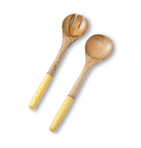 Juego de utensilios de 2 piezas de madera de acacia con mango de cuchara de resina negra para utensilios de cocina y restaurantes uso hecho a mano - Product Image 6