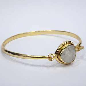 925 argent Sterling plaqué or excellente qualité à facettes arc-en-ciel pierre de lune pierre précieuse fait à la main Unique bracelet réglable - Product Image 4