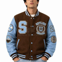 Veste universitaire pour homme de qualité supérieure, personnalisée, avec broderie chenille, manches en cuir et poignets côtelés, design col montant, vente en gros usine