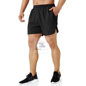 Shorts de sport mi-longs tissés écologiques pour hommes, respirants et décontractés, avec logo personnalisé, motif uni, taille élastique, vente en gros - Product Image 3