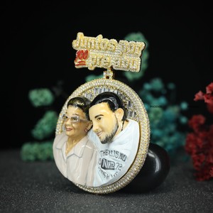 Colgante de Foto 3D con Esmalte, Forma Redonda Personalizada, con Argolla Personalizada, Plata de Ley 925, Chapado en Oro Amarillo, Regalo de Joyería para Hombre y Mujer - Product Image 2