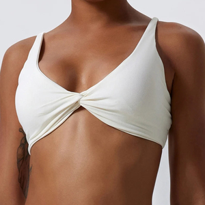 Sujetador deportivo frontal torcido sin costuras para mujer, sujetador de Fitness acolchado, parte superior de gimnasio, soporte de entrenamiento cómodo, Yoga, Push Up, tela suave ajustable - Product Image 3