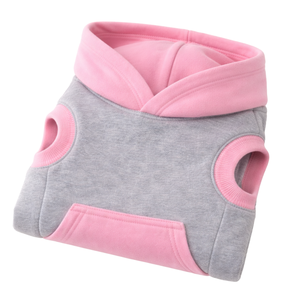 Grey and Pink Zip <b>Dog</b> <b>Hoodie</b> Comfortable Sleeveless Pet Sweatshirt with Front Zip Closure - Product Image 6