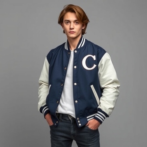 Veste universitaire en laine matelassée épaisse et chaude : manches en cuir, patchs de logo personnalisés, nouveau style, qualité supérieure, prix de gros - Product Image 5