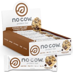No Cow Vegan Protein Bars, Upgraded Chocolate Chip Cookie Dough Pack of 12 - Product Image 1