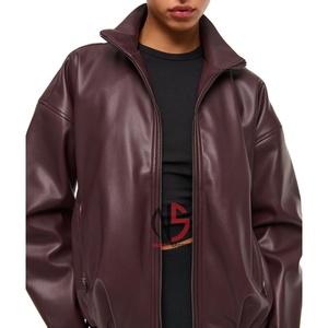 Chaqueta de Invierno para Mujer, de Alta Calidad, en Cuero Genuino, Tejida, con Relleno de Poliéster, Transpirable, Impermeable y Resistente al Viento, con Patrón Sólido - Product Image 1