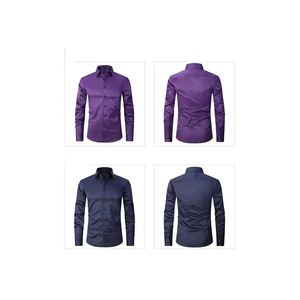 Camisas de vestir clásicas de satén de algodón transpirable de secado rápido de manga larga con botones de negocios personalizadas OEM para el trabajo - Product Image 5