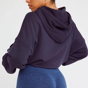 Sweat-shirt à capuche décontracté pour femme avec fermeture éclair, sweat-shirt à capuche ample, coton respirant, uni, sweat-shirt de sport en molleton, poches pour l'hiver - Product Image 2