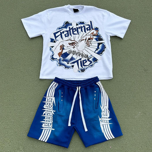 ชุดกางเกงขาสั้นสำหรับผู้ชายชุด2ชิ้นเสื้อสำหรับหน้าร้อนพร้อมกางเกงขาสั้นผ้า100% แบบผูกเชือกสไตล์ปิดเร็ว2025 - Product Image 2