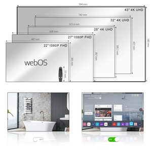 42-Inch 4K UHD Waterproof Vanishing Smart <b>TV</b> for Bathroom Hotel/Kitchen/SPA with ATSC Tuner and Wi-Fi - Product Image 2