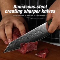 Couteau de chef SCL de luxe de style japonais, 3,9 pouces, en acier carbone Damas poli, écologique, avec manche en bois d'olivier, ambidextre, pour la cuisine