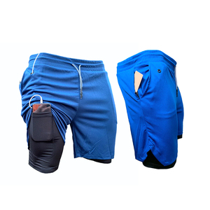 Pantalones cortos de entrenamiento con cintura elástica para correr con bolsillos para hombre, transpirables, impermeables, de secado rápido, de talla grande, con estampado de transferencia por sublimación - Product Image 3