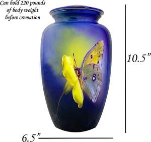 Butterfly Large Size Urn for Human Ashes Cremation Urn with Velvet Bag <b>Keepsake</b> <b>Box</b> (Black)metal urn - Product Image 3