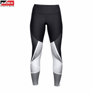 Leggings de yoga taille haute longueur cheville à imprimé géométrique, extensibles dans les quatre sens, en Spandex et Polyester, avec surpiqûres contrastées - Product Image 1