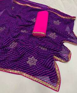 Costume Salwar de travail en pierre de broderie moderne: artisanat exquis pour des looks élégants Look riche Ruffle Tussle Sequence Saree - Product Image 1