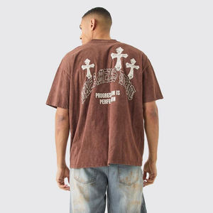 เสื้อยืดผ้าฝ้าย 100% ล้างสีแบบ Acid Wash สไตล์วินเทจ นุ่มสบาย เหมาะสำหรับสตรีทแวร์ เป็นมิตรกับสิ่งแวดล้อม แห้งเร็ว ปรับแต่งโลโก้ด้านหน้าได้ ผลิตจากโรงงานโดยตรง - Product Image 3