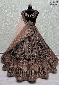 Hermosa Novia Lehenga Choli Con Doble Dupatta Diseñador - Product Image 3