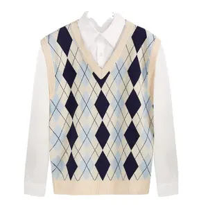 Pull à col en V sans manches pour homme, vêtement de haute qualité, tricoté à la main, séchage rapide, Logo personnalisé, Design solide, vente en gros - Product Image 1