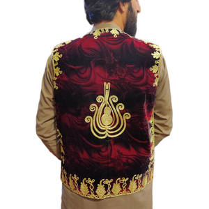 Afghani <b>Mens</b> Ethnic Vest with Hand Embroidery and Stylish Finish Ideal for Mehndi Barat Cultural Parties and Wedding Occasions - Product Image 6