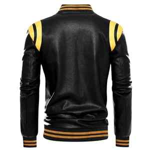 Chaqueta de cuero ajustada para hombre, con cuello vuelto PU chaqueta de cuero de alta calidad, chaqueta de cuero de moda para hombre - Product Image 6