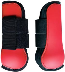BRAND ZONE Juego de 4 polainas para caballos Par de polainas para Parte delantera detrás de carcasa dura y cierre de velcro PU Botas de tendón elásticas robustas - Product Image 2