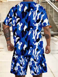 Mode 3D imprimé pull décontracté T sweat à manches courtes Shorts t-shirt ensemble tricoté en plein air vêtements d'été respirant caractéristiques - Product Image 4