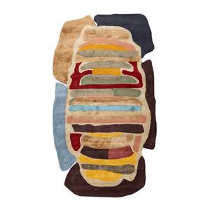 พรมทอมือ Joy Tra-15212 ทำจากขนสัตว์และใยวิสโคส สีเบจและสีน้ำตาล ดีไซน์โบฮีเมียน - Product Image 1