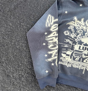 Sudadera con capucha personalizada para hombre, Jersey personalizado con puños acanalados, dobladillo DTG DTF, Impresión de diamantes de imitación, opciones de logotipo, etiquetas personalizadas, embalaje - Product Image 4