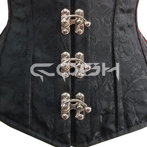 ผู้ผลิตชุดคอร์เซ็ทผ้าไหมสีดำแบบสั่งทำพิเศษ พร้อมตัวล็อคด้านหน้า - Product Image 5