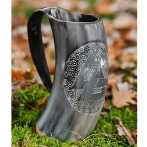 Taza vikinga de cuerno de buey de búfalo hecha a mano ecológica de alta calidad, diseño de Animal religioso tallado personalizado para regalos de vacaciones - Product Image 4