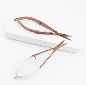 Venta caliente al por mayor tijera de resorte de pestañas profesional Acero inoxidable sólido Color oro rosa tijeras de resorte de pestañas personalizadas - Product Image 3