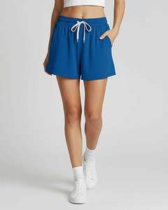 Shorts pour femmes personnalisés, couleur personnalisée, haute qualité, 100% coton, taille élastique, respirant, coupe ajustée, style sportif, bouton - Product Image 4