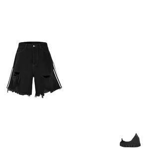 Shorts en jean délavé pour homme, style streetwear, motif uni, effet usé, collection Hot Sale - Product Image 3