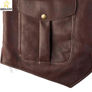 <b>Men's</b> Premium Vintage Style Motorcycle Rider <b>Vest</b> - Casual Western V-Neck Button-Up Leather <b>Vest</b> For <b>Men</b> - Product Image 6