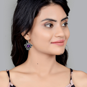 Pierre précieuse d'améthyste violette naturelle en argent sterling 925 boucles d'oreilles de fête bijoux faits à la main dernière conception fournisseurs en vrac - Product Image 2