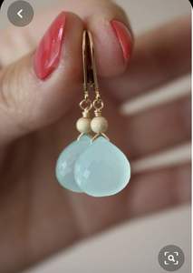 Pendientes Colgantes de Ágata Verde con Aspecto Elegante, Bisel Chapado en Oro sobre Latón, Joyería para Regalo de Aniversario de Bodas - Product Image 6