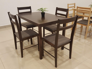 Ensemble de table et de chaises de salle à manger en bois de caoutchouc malaisien moderne de qualité supérieure, construction durable et démontable - Product Image 5