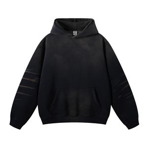 Sweat à capuche unisexe personnalisé délavé de haute qualité 380 grammes sweats à capuche à épaules tombantes avec broderie impression sweats à capuche surdimensionnés livraison DDP - Product Image 1