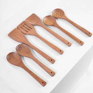 Spatule en bois dur dernière tendance avec support ustensiles de cuisson sans danger pour les aliments spatules en bois pour remuer les aliments - Product Image 3