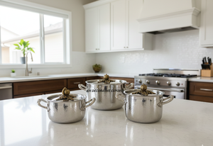 Stainless Steel Eco-Friendly Hammered Cookware <b>Set</b> Customized Design Simple Luxury Style Cooking <b>Pan</b> Casserole <b>Pot</b> Lid Buffet - Product Image 3