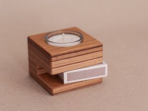 Elegante portavelas de madera para velas de té Perfecto para cenar Portavelas de té de madera rústica Tarro de vela único de hormigón - Product Image 3