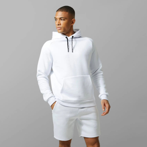 Sweat à capuche léger à motif solide et short d'entraînement à taille élastique ensembles d'hiver de vêtements de sport respirants de grande taille - Product Image 4