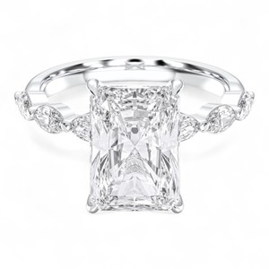 Juego de puntas de anillo de compromiso de solitario de diamante de corte radiante y marquesa de 4,65 quilates en plata para mujer - Product Image 1