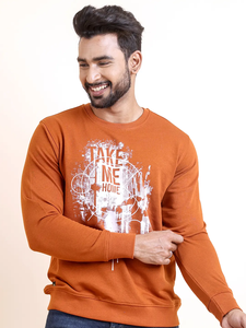 Sudadera de manga larga de punto de bucle estampado de alta calidad para hombres Ropa diaria duradera cómoda para el color óxido para todos para el invierno - Product Image 4