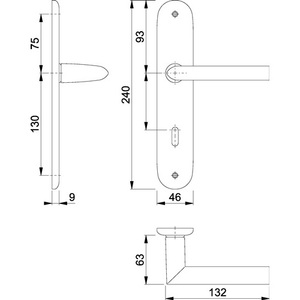 Juego de Manijas para Puerta de Aluminio Stockholm 1140/273P F1 OB 72 mm DIN Izquierda/Derecha HOPPE - Product Image 4