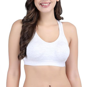Soutien-gorge de sport blanc réglable pour femme, dos nageur, fermeture avant, col rond, sans couture, maintien moyen, respirant, pour yoga et activités sportives - Product Image 1