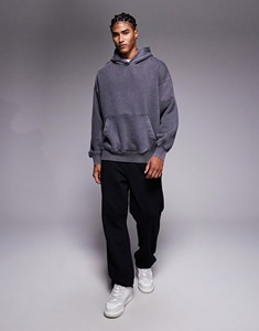 Sweat à capuche vintage grande taille, tricoté, poids lourd 420 g/m², écologique, streetwear, avec logo brodé personnalisé - Product Image 2