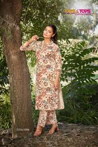 ชุดเซ็ตผ้าเรยอนพิมพ์ลายคุณภาพพรีเมียมสำหรับผู้หญิง ดีไซน์เนอร์แบรนด์ Maruti Fashion Kurta/Kurti ความยาวระดับเข่า เหมาะกับทุกฤดูกาล ราคาสุดคุ้ม - Product Image 6