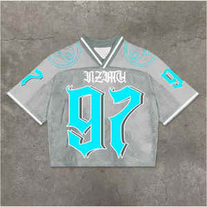 Uniforme de fútbol americano Vintage de fabricante personalizado, jersey de malla de punto de gran tamaño con cuello en V, de fútbol americano para hombre - Product Image 1