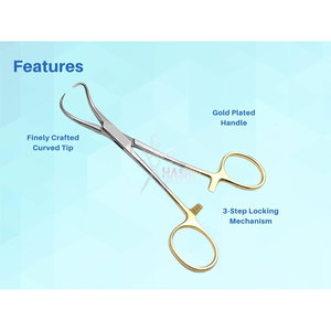Pinza de Toalla de Acero Inoxidable, Pinzas Backhaus Chapadas en Oro de 5 Pulgadas, Mecanismo de Bloqueo Seguro Quirúrgico, Certificación CE para - Product Image 1